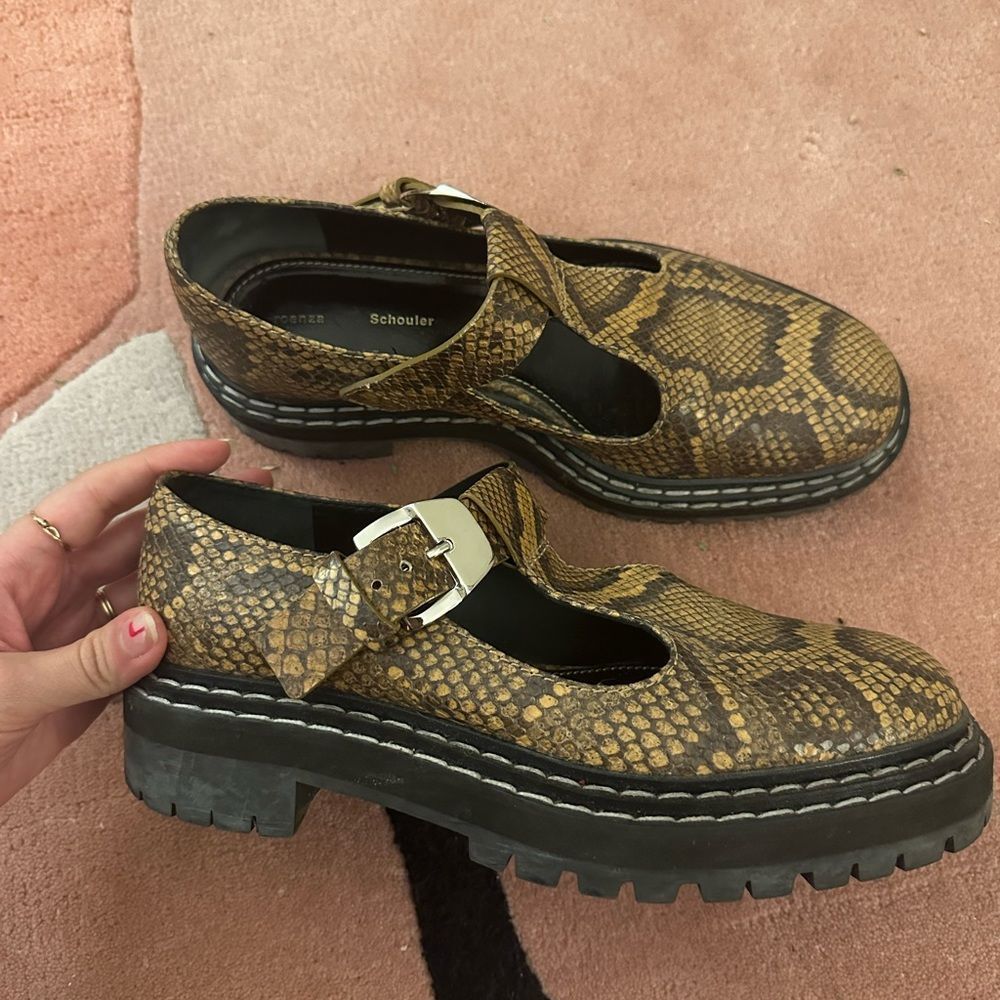 Proenza Schouler Lug Sole Snakeskin Mary Janes - Picture 2 of 4